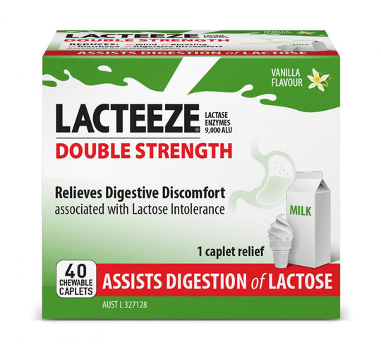 Lacteeze Double Strength Chewable (vanilla flavour) 40c