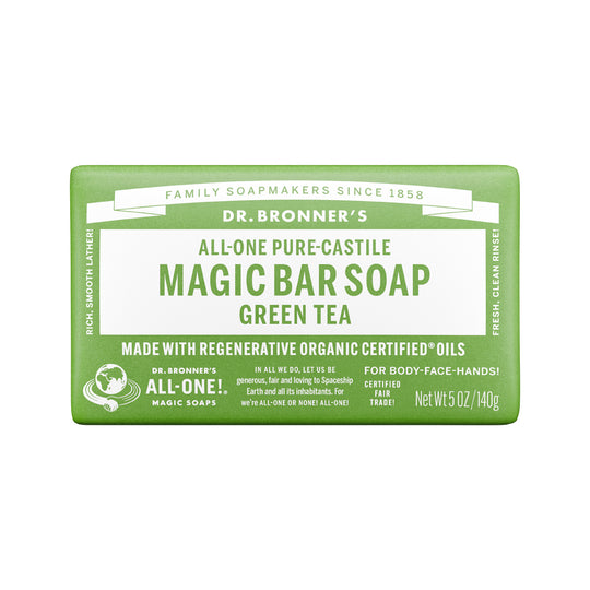 DR. BRONNERS ALL-ONE PURE-CASTILE MAGIC BAR SOAP GREEN TEA 140G