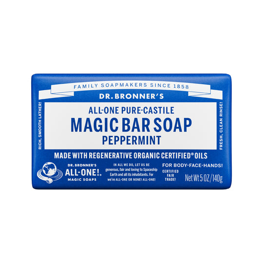 DR. BRONNERS ALL-ONE PURE-CASTILE MAGIC BAR SOAP PEPPERMINT 140G