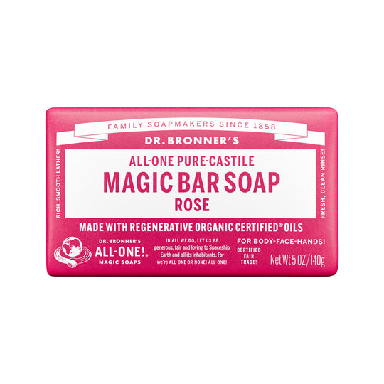 DR. BRONNERS ALL-ONE PURE-CASTILE MAGIC BAR SOAP ROSE 140G