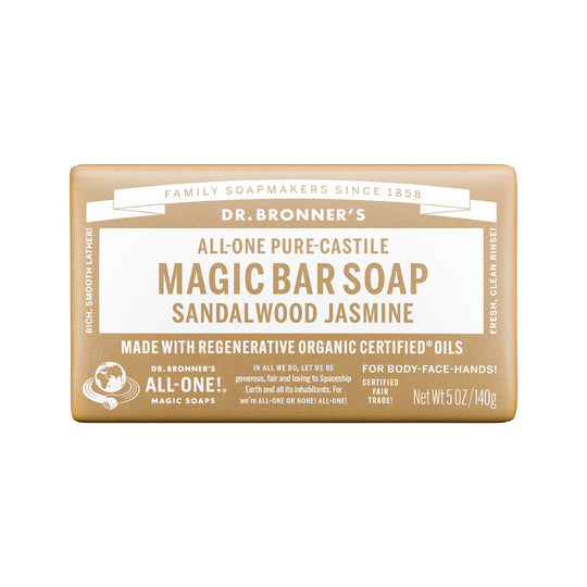 DR. BRONNERS ALL-ONE PURE-CASTILE MAGIC BAR SOAP SANDALWOOD JASMINE 140G