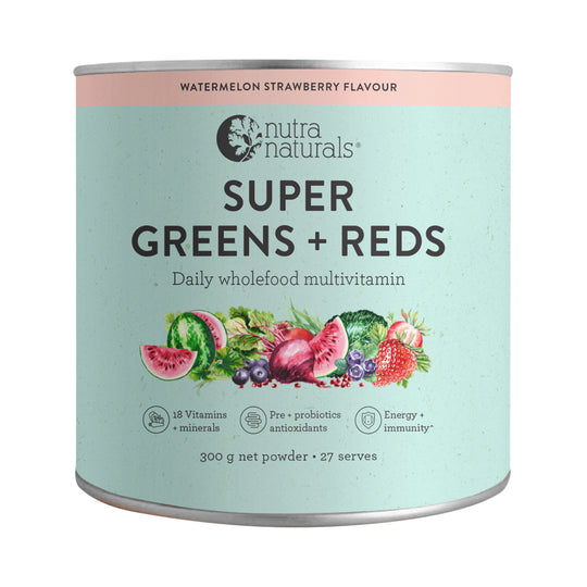 Nutra Organics Super Greens + Reds Watermelon Strawberry 300g