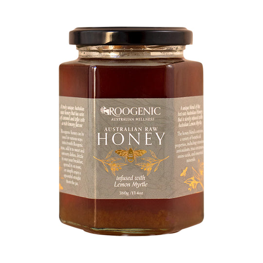 ROOGENIC AUSTRALIAN RAW HONEY INFUSED WITH LEMON MYRTLE 380G