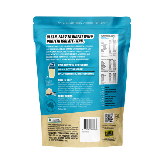 Protein Supplies Australia Protein WPI (Fast Release High Protein) Vanilla Bean 500g