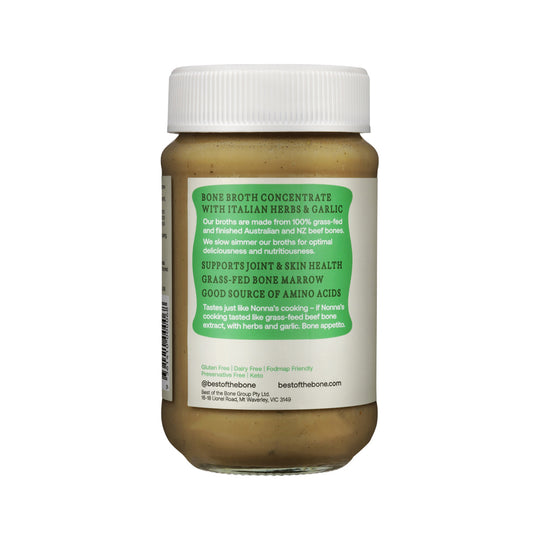 Best of the Bone Bone Broth Beef Concentrate Organic Italian Herbs & Garlic 390g