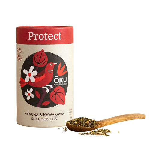 OKU NEW ZEALAND PROTECT MANUKA & KAWAKAWA BLENDED TEA LOOSE LEAF 30G SELL THROUGH