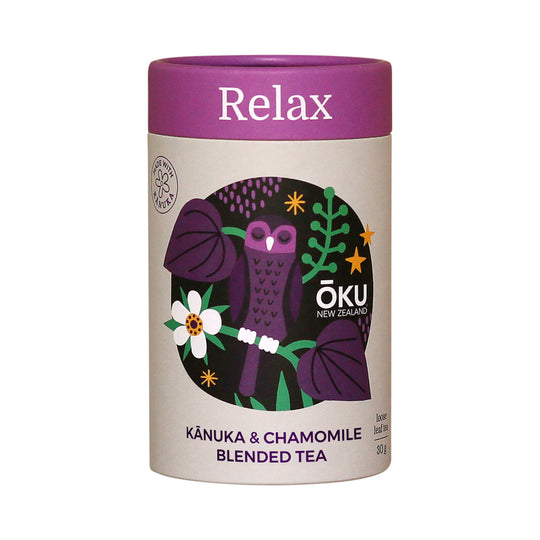 OKU NEW ZEALAND RELAX KANUKA AND TATARAMOA TEA LOOSE LEAF 30G SELL THROUGH