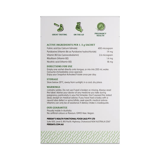 SNAP SHOT ACTIVATED FOLATE ZESTY MOJITO FLAVOURED SACHET 1.5G X 20 PACK