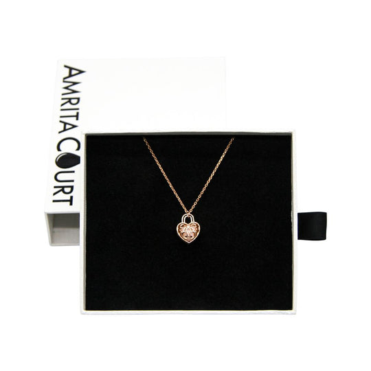 Amrita Court Aroma Necklace Rose Gold Heart Lock + Purify Essential Oil 10ml Pk SELL THROUGH