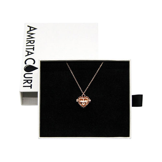 Amrita Court Aroma Necklace Rose Gold Love Heart + Purify Essential Oil 10ml Pk