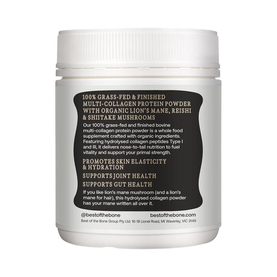 Best of the Bone Healing Multi-Collagen Protein Powder Adaptogen-Stress Blend (Organic Healing Mushrooms: Lions Mane Reishi Shiitake)