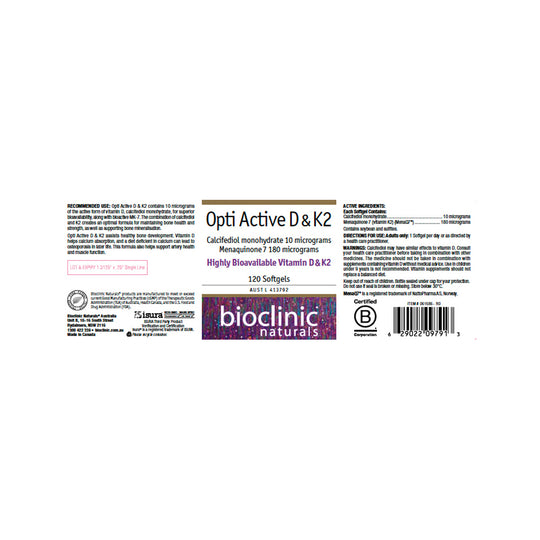 Bioclinic Naturals Opti Active D & K2 120c