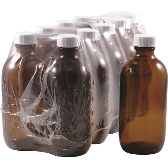Bottle Glass Amber 200ml with Cap 10 Pack