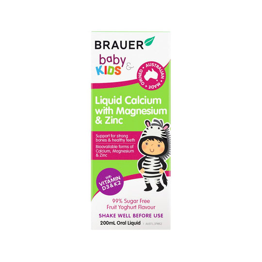BRAUER BABY & KIDS LIQUID CALCIUM WITH MAGNESIUM & ZINC ORAL LIQUID 200ML