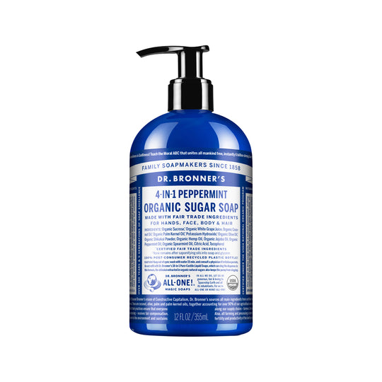 Dr. Bronners Organic Sugar Soap 4-in-1 Peppermint (Pump) 355ml