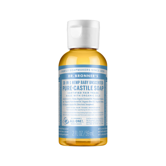 DR. BRONNERS PURE-CASTILE MAGIC SOAP LIQUID (18-IN-1) BABY UNSCENTED 59ML