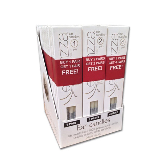 Essenzza Ear Candles Mixed 2 for 1 Bonus Display (contains: 6 x 1 Pair + 1 Pair 6 x 2 Pairs + 2 Pairs & 3 x 4 Pairs + 4 Pairs)