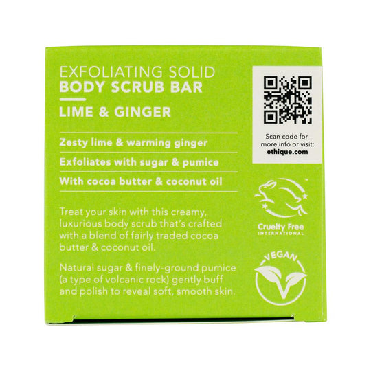 Ethique Body Scrub Bar Exfoliating Solid Lime & Ginger (For All Skin Types) 110g SELL THROUGH