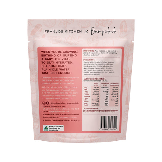 Franjos Kitchen Motherhood Hydration Powder Blood Orange & Coconut Water 150g