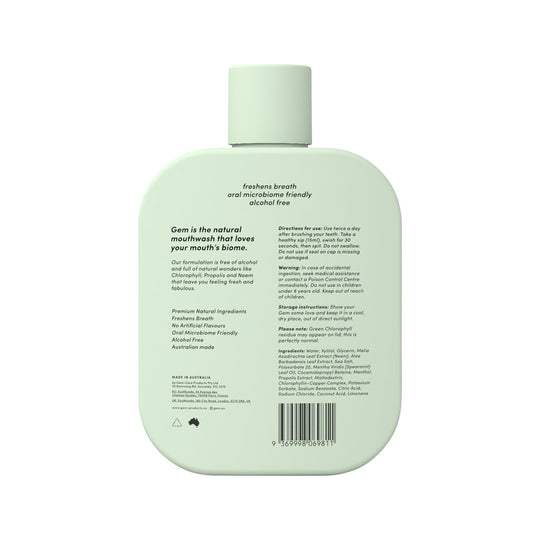 Gem Premium Natural Mouthwash Crisp Mint (with Chlorophyll Propolis & Neem) 500ml