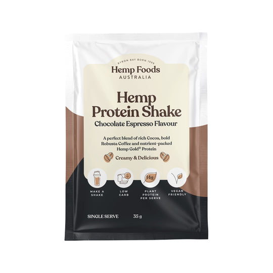 Hemp Foods Australia Hemp Protein Shake Chocolate Espresso Sachet 35g x 7 Display