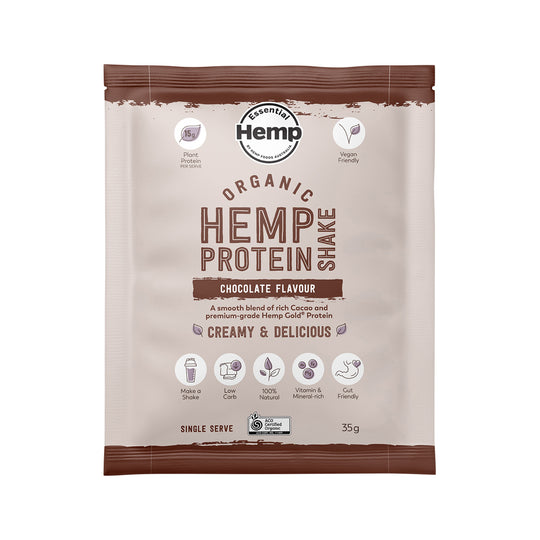 Hemp Foods Australia Organic Hemp Protein Shake Chocolate Sachet 35g x 7 Display