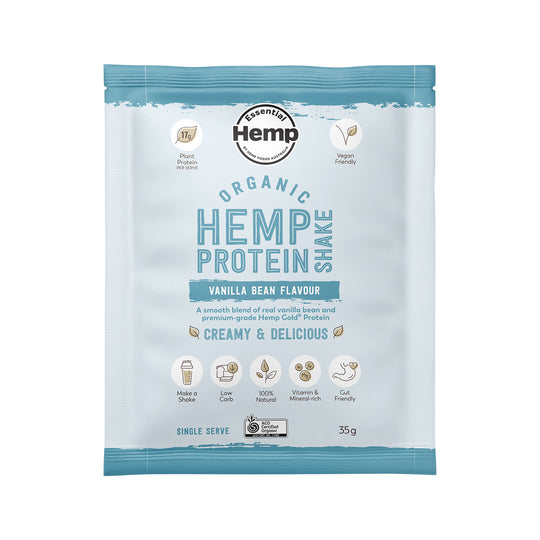 Hemp Foods Australia Organic Hemp Protein Shake Vanilla Bean Sachet 35g x 7 Display