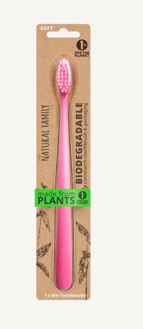 The Natural Family Co. Bio Toothbrush Neon Mixed x 8 Display (contains: Up To 6 Different Neon Colours - Supplied at Random)