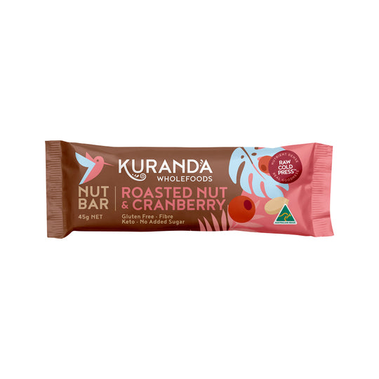 Kuranda Wholefoods Gluten Free Nut Bars Roasted Nut & Cranberry 45g x 16 Display