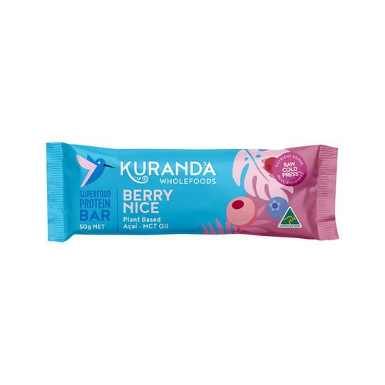 Kuranda Wholefoods Gluten Free Protein Bars Berry Nice 50g x 16 Display