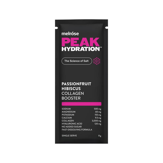 Melrose Peak Hydration + Collagen Booster Passionfruit Hibiscus Sachet 8g x 20 Display