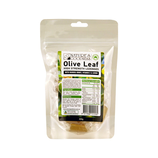 Natures Goodness Olive Leaf High Strength Lozenges (with Vitamin C Manuka Honey & Lemon) 200g