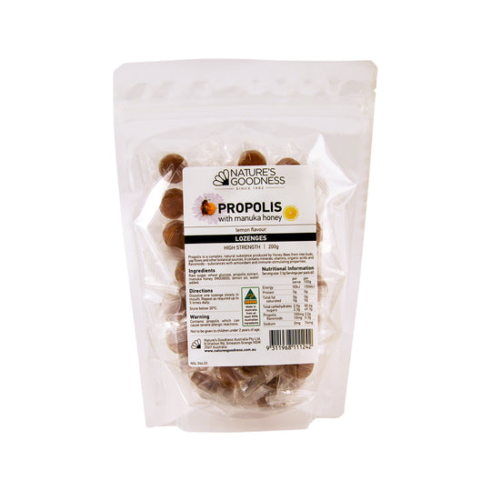 Natures Goodness Propolis with Manuka Honey Lozenges (High Strength) Lemon Flavour 200g