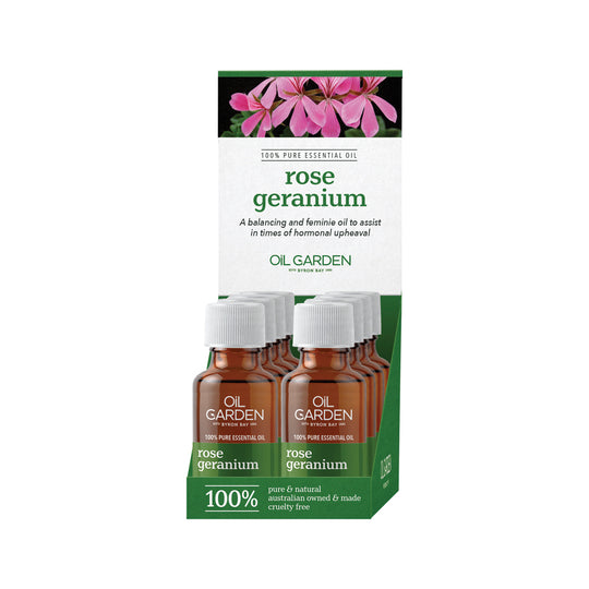 Oil Garden Essential Oil Rose Geranium 25ml x 8 Display CH2 REDUNDANT