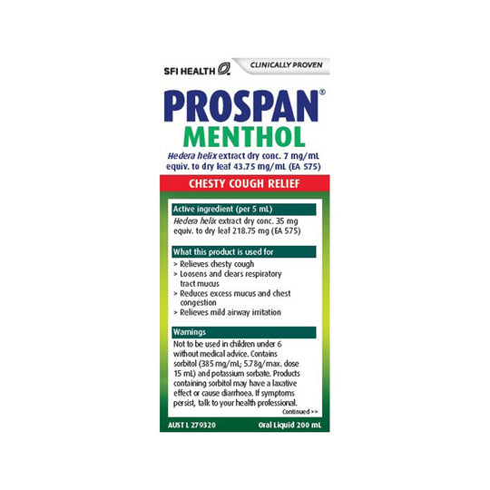 SFI Health Prospan Menthol Chesty Cough Relief Oral Liquid 200ml