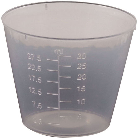 Plastic 30ml Measuring Cup x 100 Pack