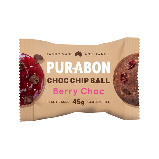 Purabon Choc Chip Balls Berry Choc Chip 45g x 12 Display