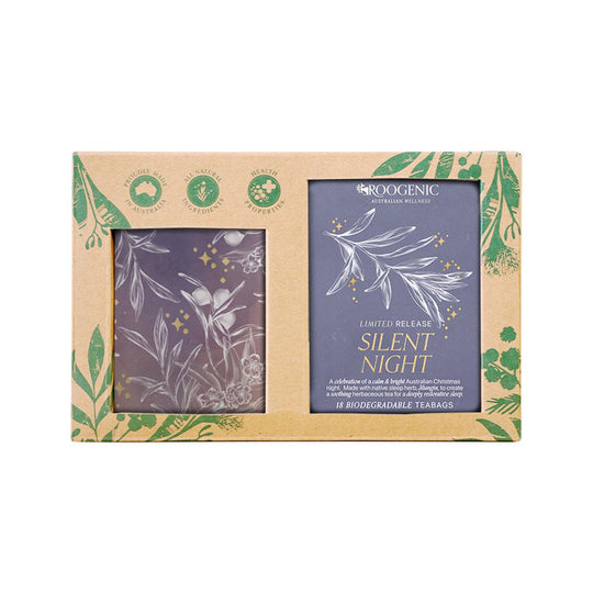 ROOGENIC AUSTRALIA GIFT BOX SILENT NIGHT (LIMITED RELEASE) X 18 TEA BAGS WITH TIN