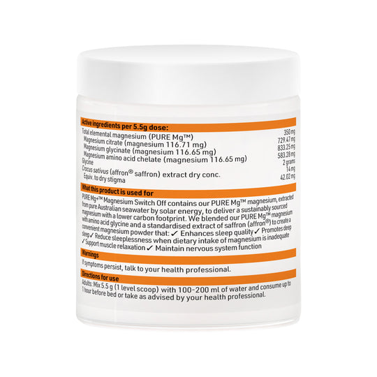 SFI Health PURE Mg+ Magnesium Switch Off Oral Powder 165g