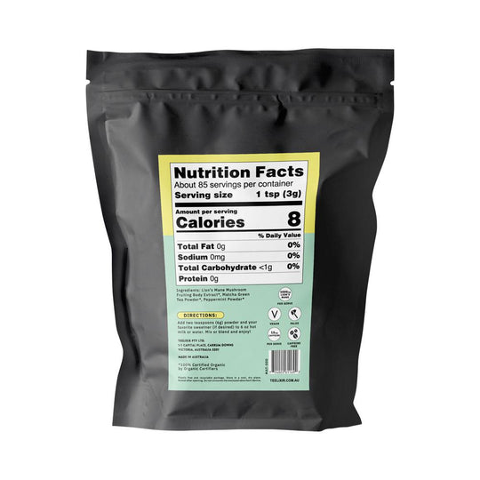TEELIXIR ORGANIC MUSHROOM MATCHA LATTE (STARRING LIONS MANE AND PEPPERMINT) 500G