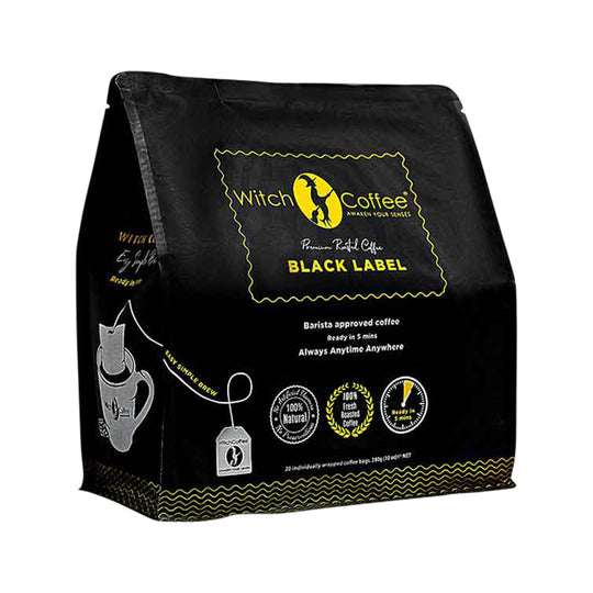 Witch Coffee Black Label Coffee Bags (Smooth & Full-Bodied Blackcurrant and Roasted Truffle) x 20 Pack EXP 6/12/2028
