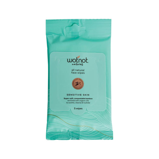 Wotnot Naturals All Natural Face Wipes Sensitive Soft Pack x 5 Pack SELL THROUGH