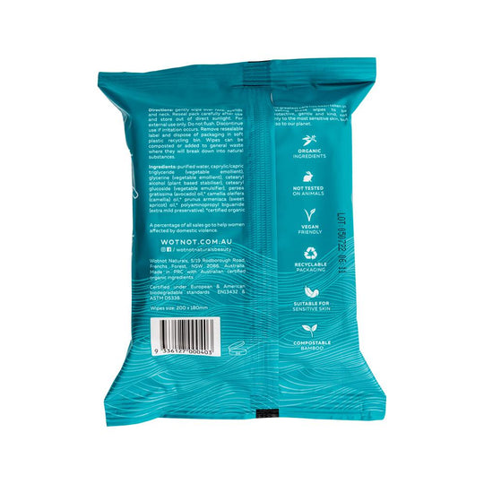 Wotnot Naturals All Natural Face Wipes Ultra-Hydrating x 25 Pack