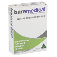 N95 MASK VERTICAL FLAT FOLD EARLOOP PARTICULATE RESPIRATOR “AUS MADE” BAREMEDICAL