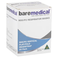 N95/P2 MASK VERTICAL FLAT FOLD HEADSTRAP PARTICULATE RESPIRATOR “AUS MADE” BAREMEDICAL