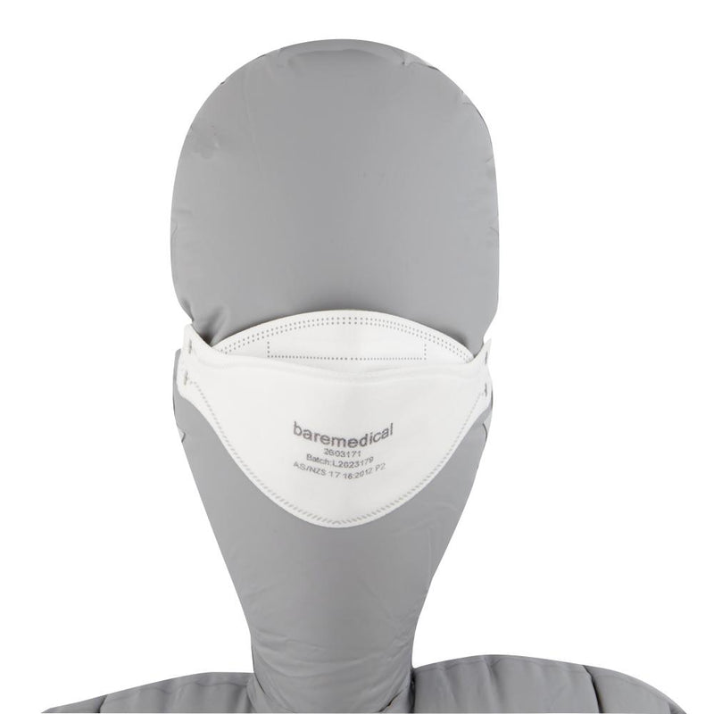 N95/P2 MASK FLAT FOLD EXTENDED HEADSTRAP PARTICULATE RESPIRATOR “AUS MADE” BAREMEDICAL