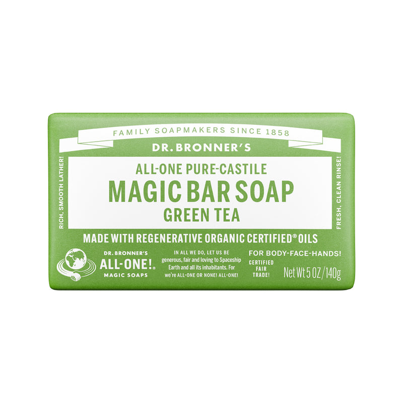 DR. BRONNERS ALL-ONE PURE-CASTILE MAGIC BAR SOAP GREEN TEA 140G