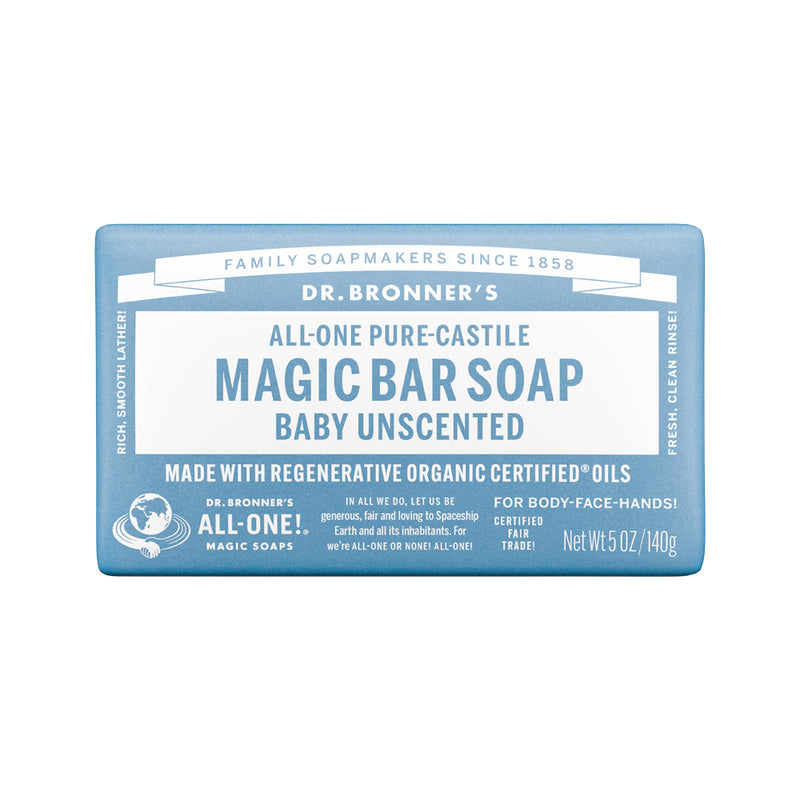 DR. BRONNERS ALL-ONE PURE-CASTILE MAGIC BAR SOAP BABY UNSCENTED 140G