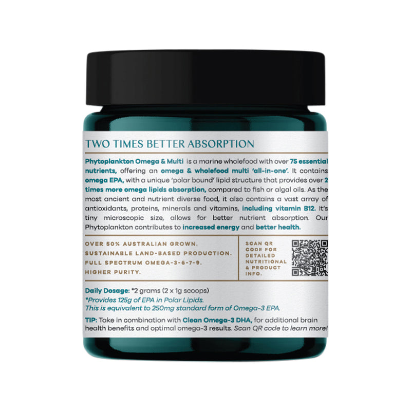 Phytality Phytoplankton Omega & Multi (Wholefood Vegan Supplement) Powder 60g