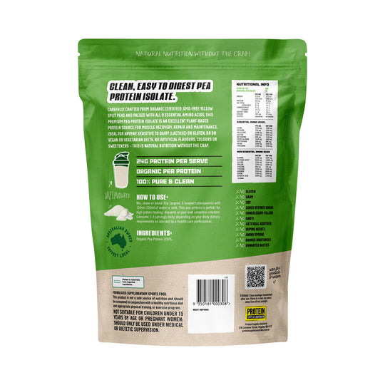 Protein Supplies Australia Organic Pea Protein Isolate Pure 500g
